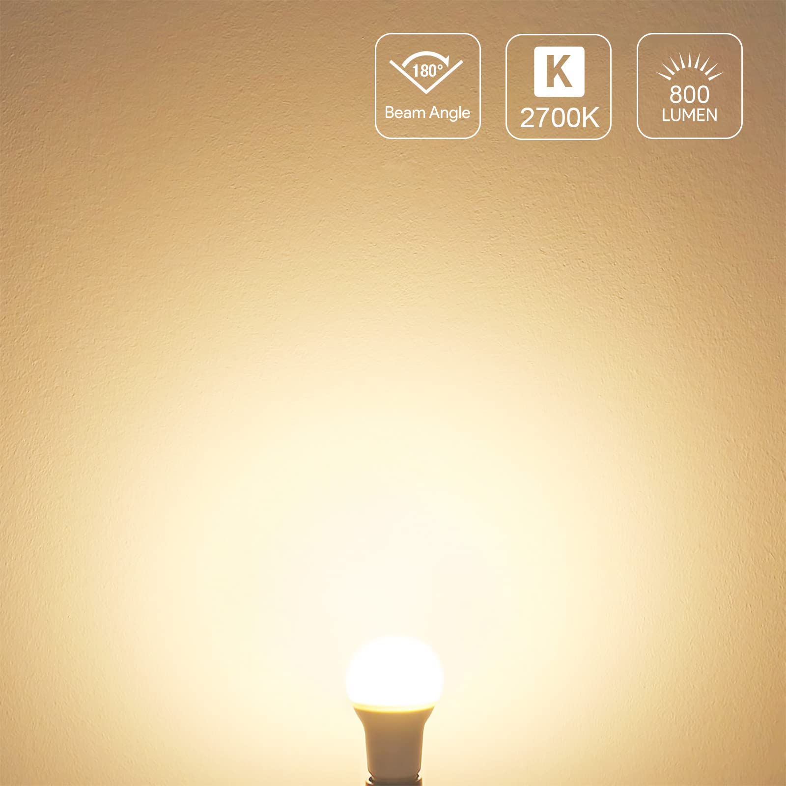 LE LED Light Bulbs 60 Watt Equivalent, 9W 800 Lumens Non-Dimmable, Soft Warm White 2700K, A19 E26 Standard Medium Base, 10000 Hour Lifetime 5 Count (Pack of 1) - Image 4