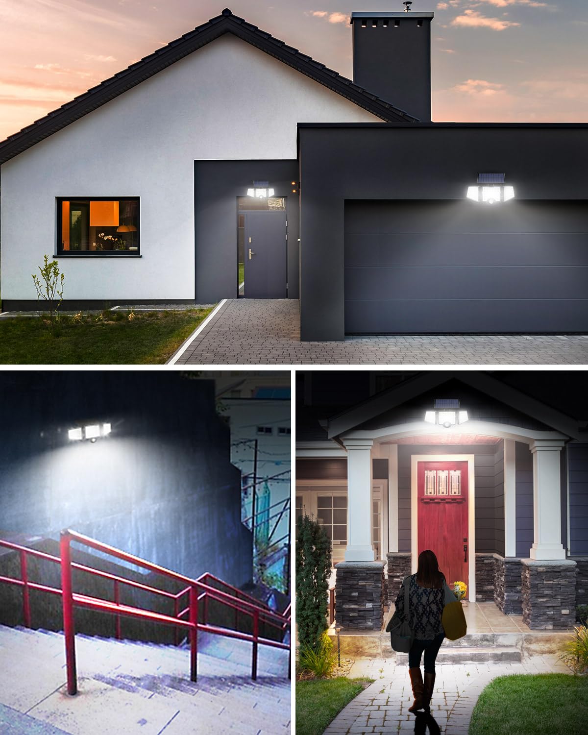 LE Solar Lights for Outside, Solar Lights Outdoor with Motion Sensor, WL4000 High Brightness, 3 Adjustable Heads 270° Wide Lighting Angle, IP65 Waterproof, Wireless Wall Lamp for Yard Garage, 2 Packs - Image 7