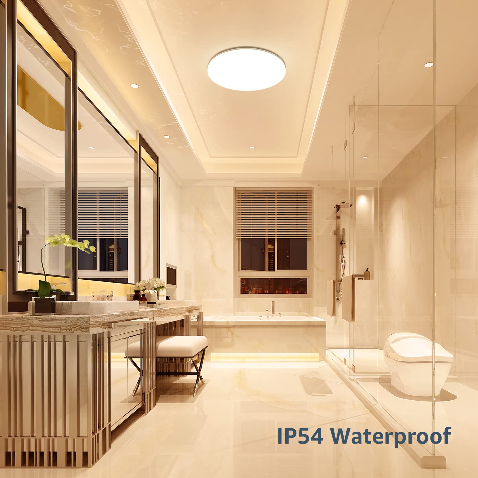 Lepro 11 inch 24 watt Flush Mount LED Ceiling Light 2400 Lumen 200 watt Equivalent, Waterproof, 3000 Kelvin Soft Warm White Bright Ceiling Fixture for Bedroom, Bathroom, Kitchen,Laundry, Living Room - Image 5
