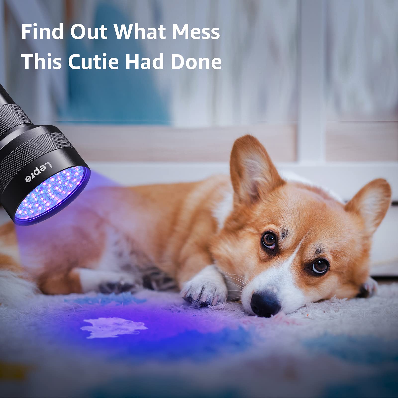 Lepro 51 LEDs UV Light Handheld Blacklight, UV Flashlight Black Light, 395nm Detector for Pet Urine, Stains, Bed Bug and Scorpions, Battery Not Included - Image 3