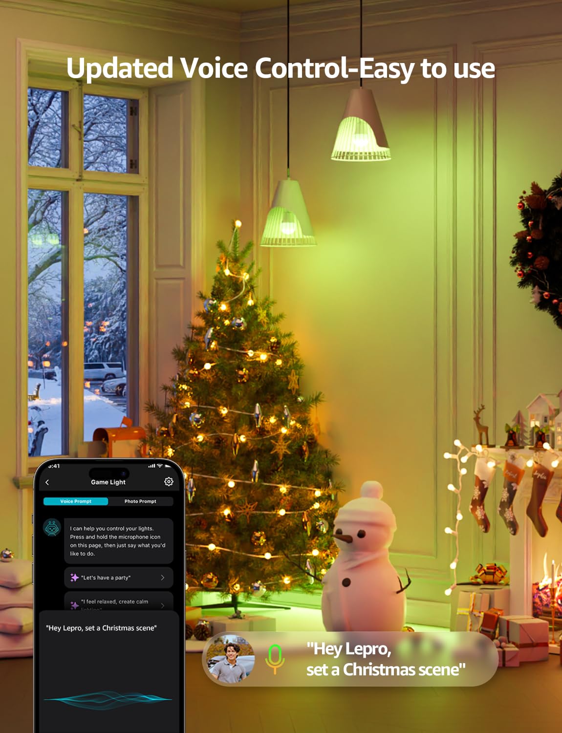 Lepro B2 AI Smart Light Bulbs - 1100LM WiFi & Bluetooth RGBWW Color Changing LED Bulb, Works with Alexa & Google Assistant, Personalized Al Lighting Designer, AI Voice Control, 2.4GHz Only, 2 Pack - Image 4