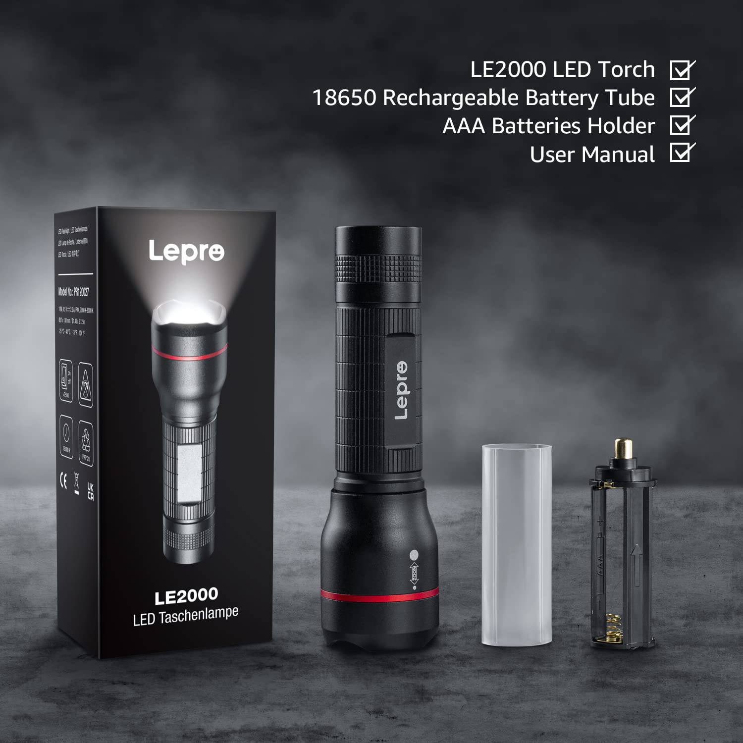 Lepro LED Flashlights LE2000 High Lumen, 5 Lighting Modes, Zoomable, Waterproof, Pocket Size Flashlight for Outdoor, Emergency, Camping Gear, Powered by AAA Battery, 2 Pack - Image 5