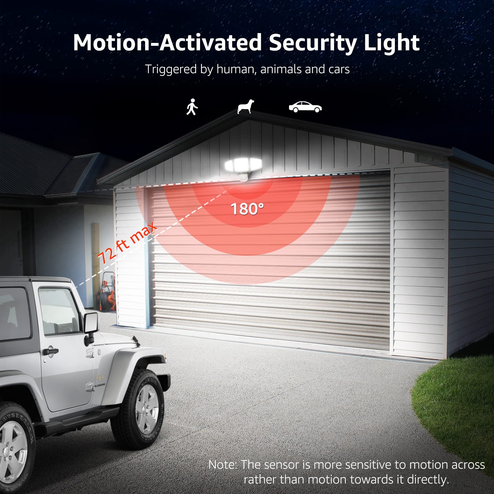 Lepro LED Security Lights, Outdoor Motion Sensor Light, Flood Lights with 3 Adjustable Heads, 270° Wide Lighting Angle, 27W 3200LM Super Bright, IP65 Waterproof for Yard Porch Garage, White - Image 3