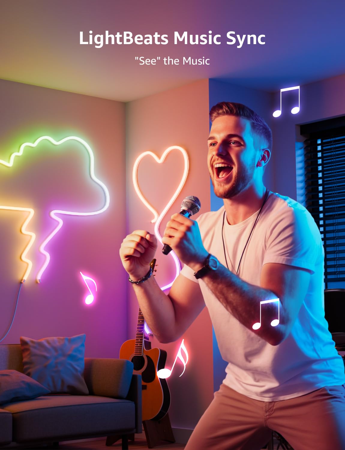 Lepro N1 AI Smart RGB Rope Lights for Christmas, Personalized AI Lighting Designer, LightBeats Music Sync, Color Segment DIY, Voice Control Via App, 32.8ft Wi-Fi & Bluetooth LED Strip Lights - Image 8