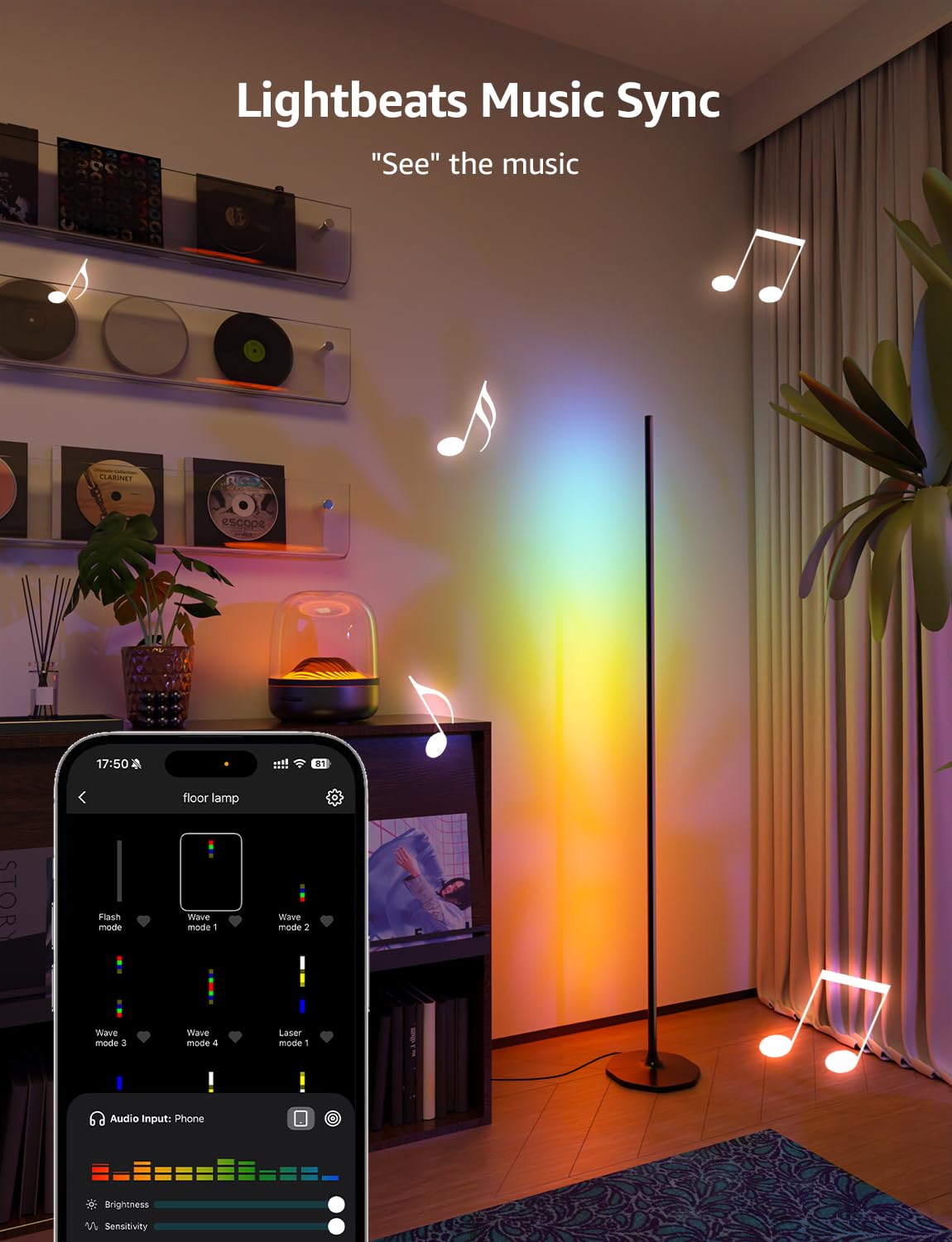Lepro OE1 AI Corner Floor Lamp, Smart RGBICW LED Corner Lamp with Music Sync, Alexa Enabled, Personalized AI Lighting Designer, Modern Standing Lamp for Living Room/Bedroom,1000LM,2.4G WiFi, No Remote - Image 4