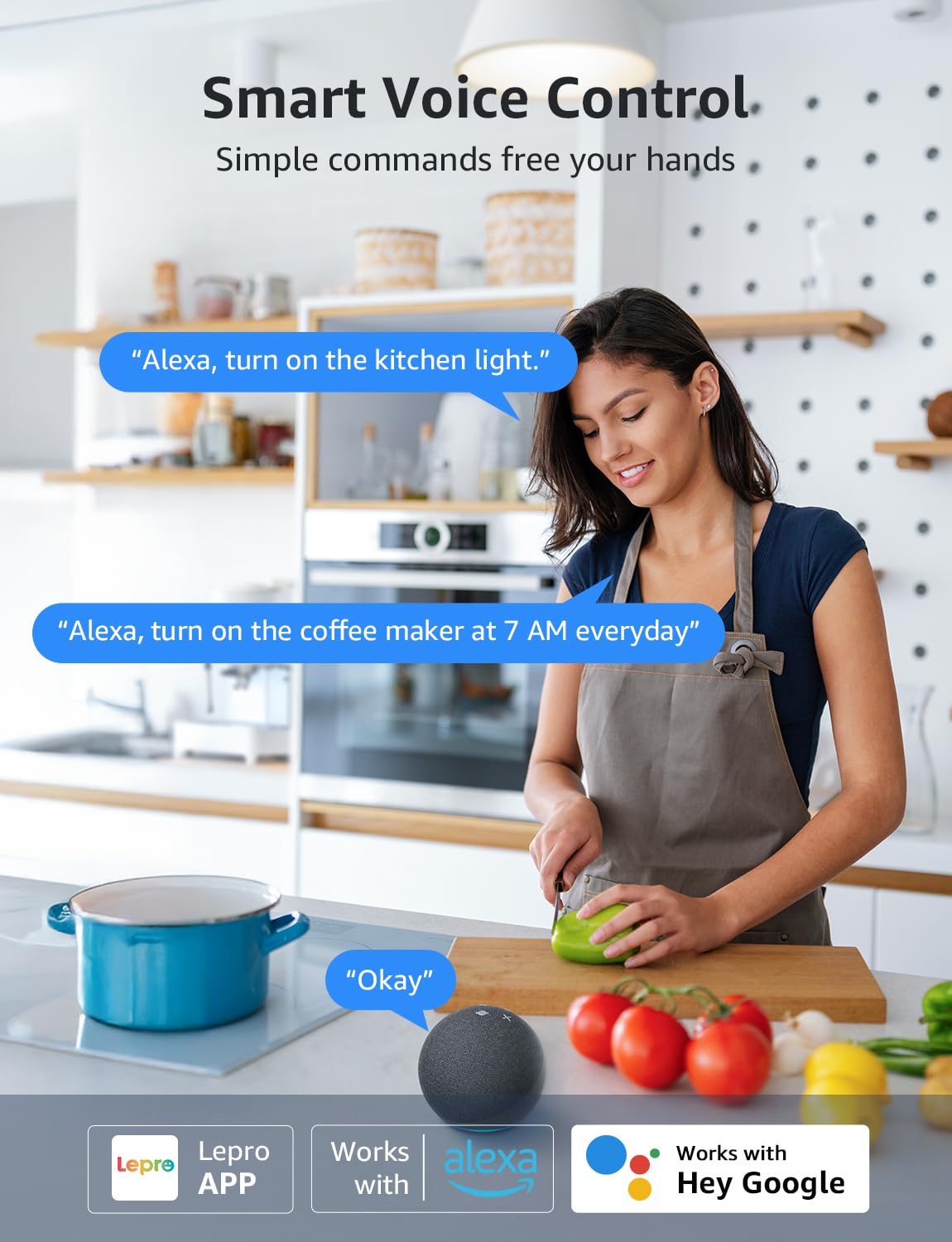 Lepro P1 Smart Plug Mini 15A, Smart WiFi Bluetooth Outlets Work with Alexa & Google Assistant, Voice/APP Control, Safety Lock, Schedule & Group Controller, 2.4G WiFi Only, ETL & FCC Certified, 4-Pack - Image 3