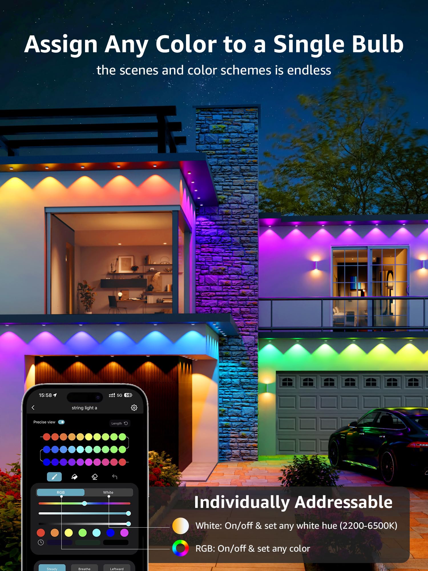 Lepro Permanent Lights Accessories Only – 25 ft Permanent Outdoor Lights Single Strand Without Adapter and in-line Controller - Image 6