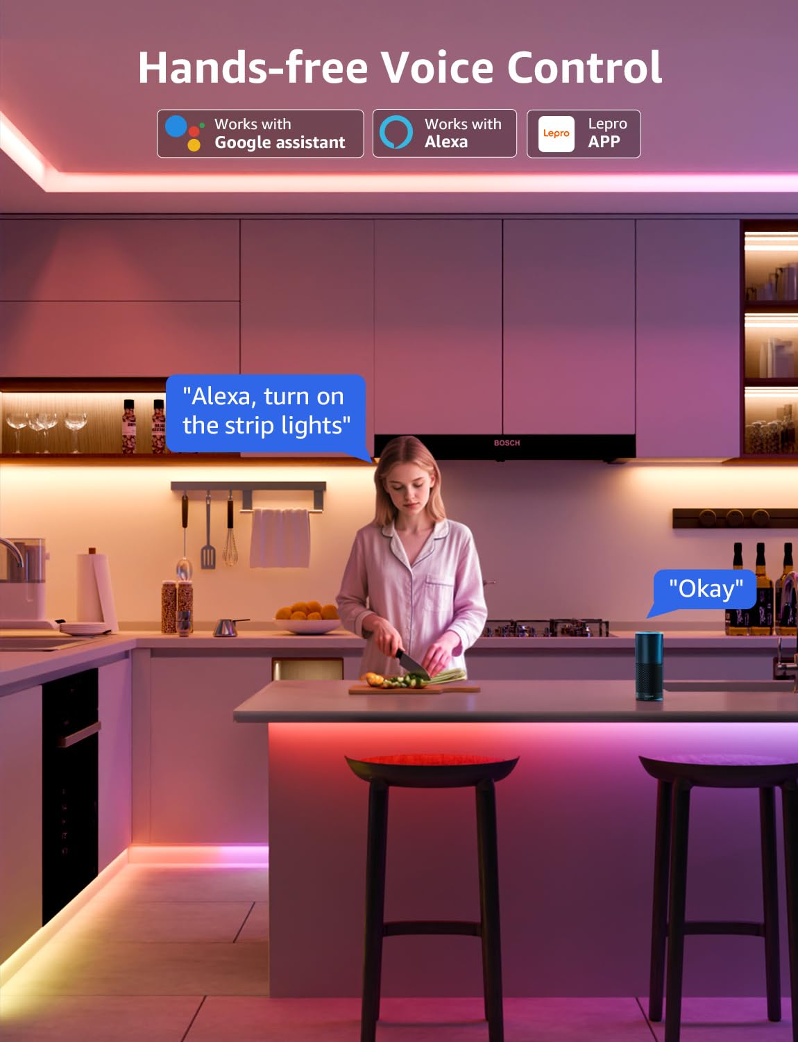 Lepro S2 AI Smart LED Strip Lights - 32.8ft RGBCW Light Strips with 2700K-5700K Tunable Warm White, Color Segment DIY, Personalized Al Lighting Designer, APP Control(No Remote), 2.4G Wi-Fi & Bluetooth - Image 5