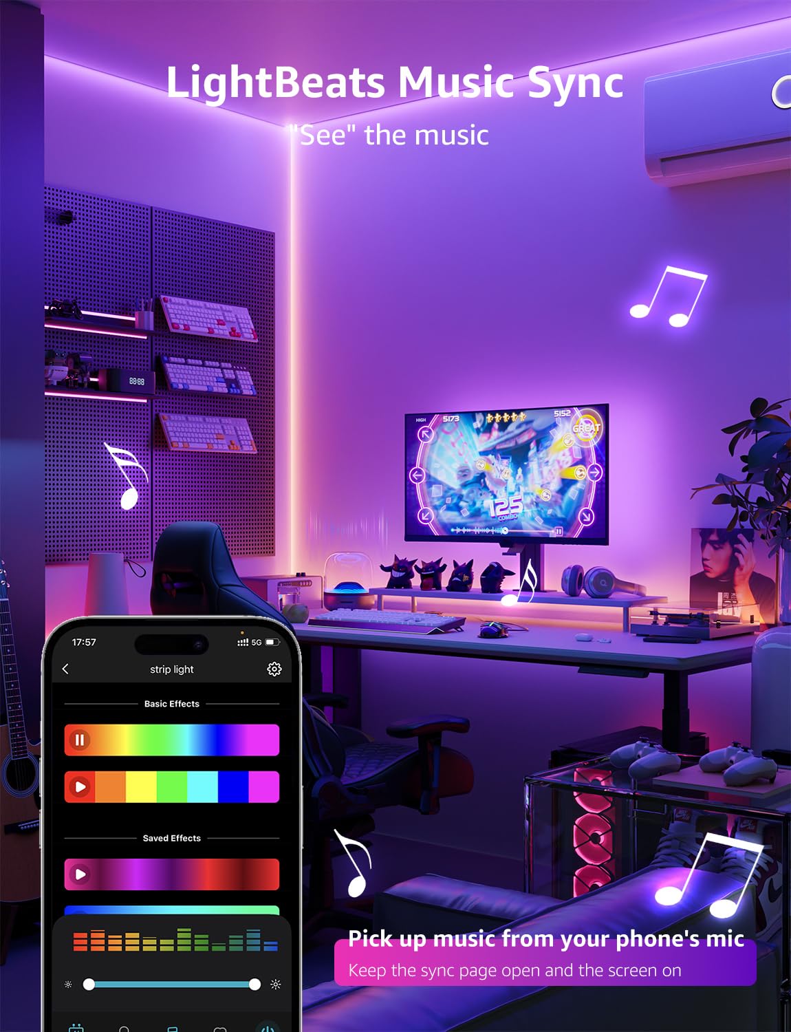 Lepro SE1 AI Smart LED Strip Lights - 16.4ft RGB Color Changing Light Strips with APP Control, AI Generated Lighting, Music Sync, 2.4GHz Wi-Fi & Bluetooth LED Lights for Home Decor (No Remote) - Image 6