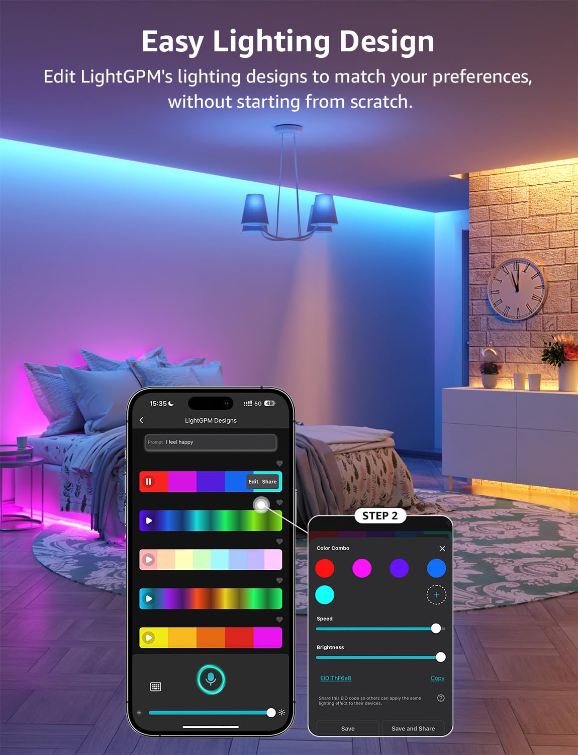 Lepro SE1 AI Smart LED Strip Lights - 16.4ft RGB Color Changing Light Strips with APP Control, AI Generated Lighting, Music Sync, 2.4GHz Wi-Fi & Bluetooth LED Lights for Home Decor (No Remote) - Image 7
