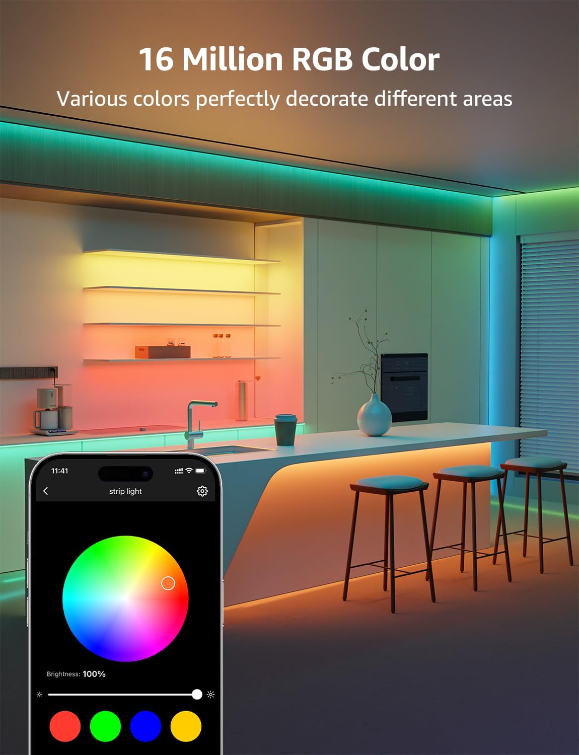 Lepro SE1 AI Smart LED Strip Lights - 16.4ft RGB Color Changing Light Strips with APP Control, AI Generated Lighting, Music Sync, 2.4GHz Wi-Fi & Bluetooth LED Lights for Home Decor (No Remote) - Image 8