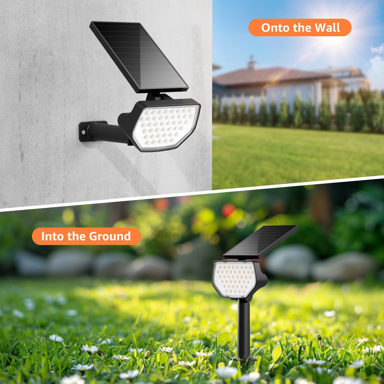 Lepro Solar Decorative Spot Lights 4 Pack, Warm White Accent Lights for Garden Ambiance, IP65 Waterproof Adjustable Landscape Lighting to Highlight Statues, Plants, Pathways & Yard Decor - Image 5