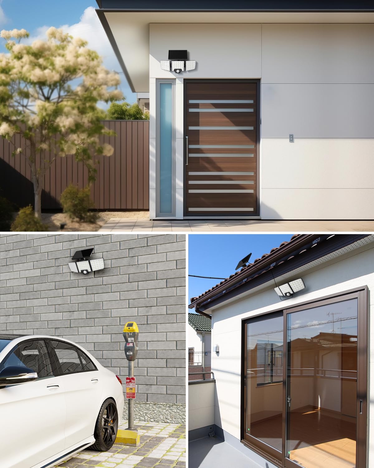 Lepro Solar Security Lights Outdoor Motion Sensor, 2 in 1 Separated and Integrated Remote Control IP65 Waterproof Solar Lights with 2 Light Modes, 3 Heads Floodlight for Garden Yard Garage - Image 8