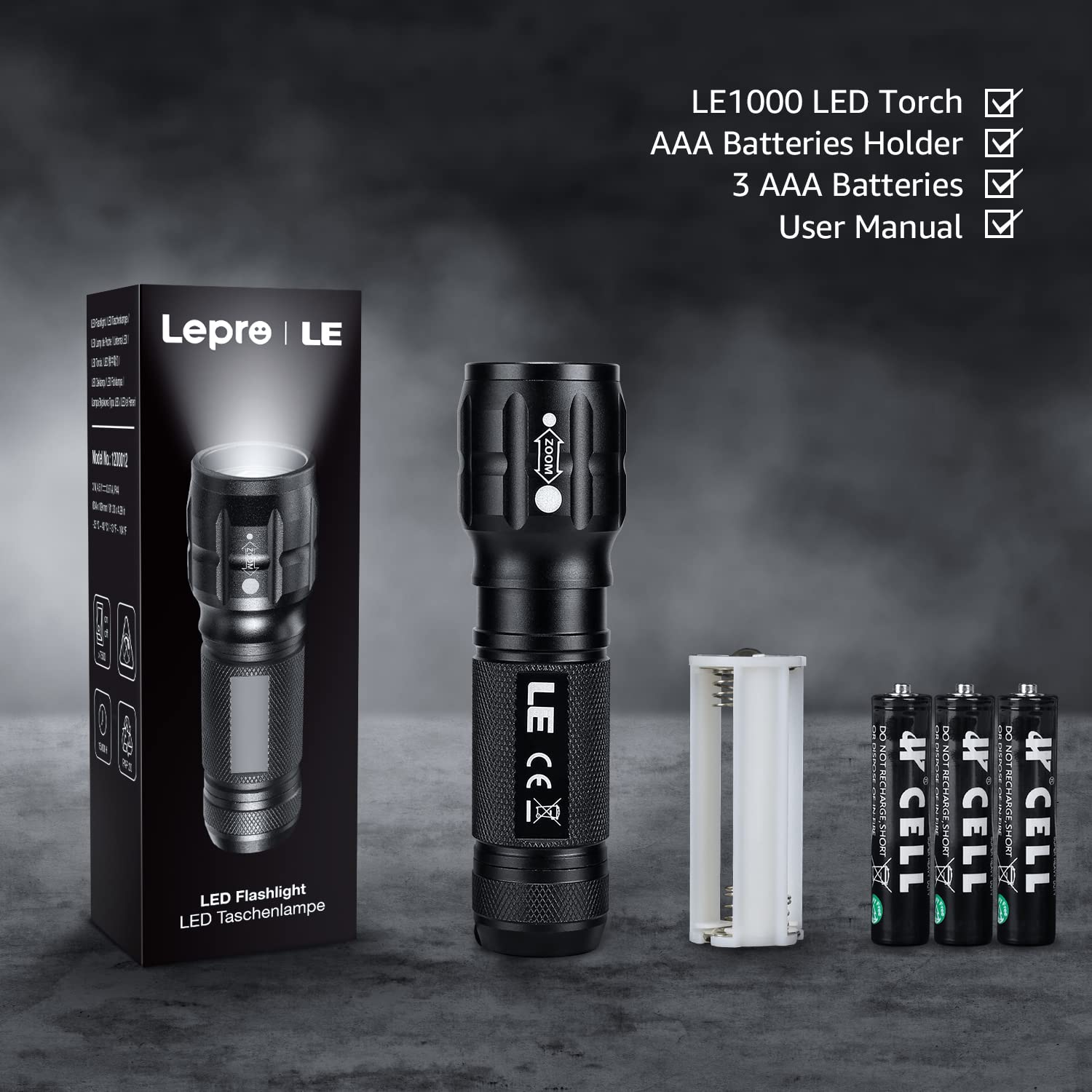 Lighting EVER LED Flashlights High Lumens, Small Flashlight, Waterproof, Adjustable Focus Flash Light for Outdoor, Emergency, AAA Batteries Included, Tactical & Camping Accessories - Image 5